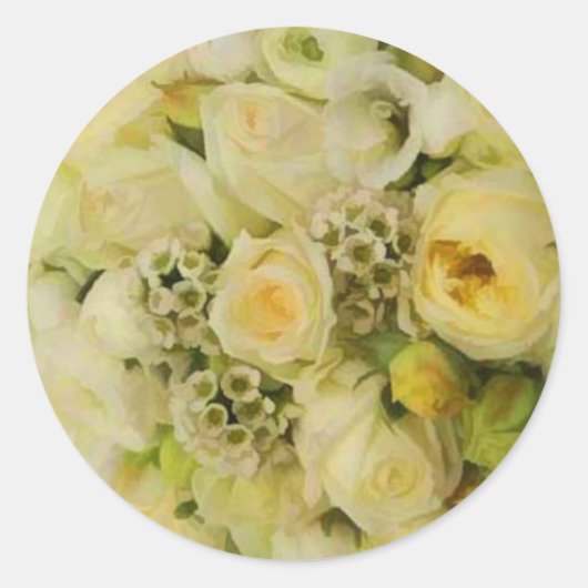 黄色バラ結婚封筒用シール ラウンドシール (正面)
