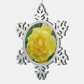 黄色バラ美しい スノーフレークピューターオーナメント (右)