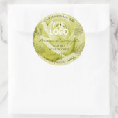 黄色バラ花の製品ラベルのパーム葉のロゴ ラウンドシール (バッグ)