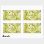 黄色バラ花の製品ラベルのパーム葉のロゴ 長方形シール (シート)