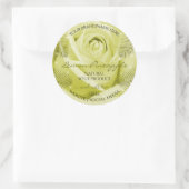 黄色バラ花の製品ラベル(手のひら葉の付き) ラウンドシール (バッグ)