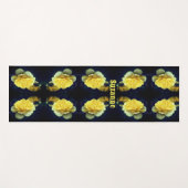 黄色バラ花イン開花抽象芸術 パーソナライズされた ヨガマット (正面(横))