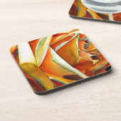 黄色バラ花オリジナル水彩画 コースター (左側)