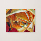 黄色バラ花オリジナル水彩画 ジグソーパズル (横)