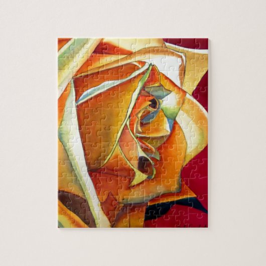 黄色バラ花オリジナル水彩画 ジグソーパズル (縦)