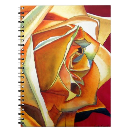 黄色バラ花オリジナル水彩画 ノートブック (正面)