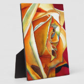 黄色バラ花オリジナル水彩画 フォトプラーク (側面)