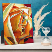 黄色バラ花オリジナル水彩画 フォトプラーク (側面)