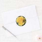 黄色バラ花ステッカー ラウンドシール (封筒)
