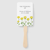 黄色バラ花フローラ春の結婚式プログラム ハンドファン (正面)