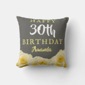 黄色バラ花フローラ30歳 クッション (正面)