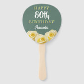 黄色バラ花フローラ80誕生日写真 ハンドファン (正面)
