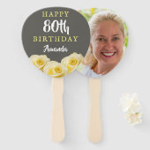 黄色バラ花フローラ80誕生日写真 ハンドファン (正面&裏面)