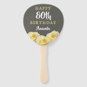 黄色バラ花フローラ80誕生日写真 ハンドファン (正面)