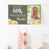 黄色バラ花フローラ80誕生日写真 横断幕 (インサイチュ)