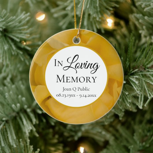 黄色バラ花花びらメモリアル記念 セラミックオーナメント (ツリー)