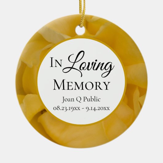 黄色バラ花花びらメモリアル記念 セラミックオーナメント (正面)