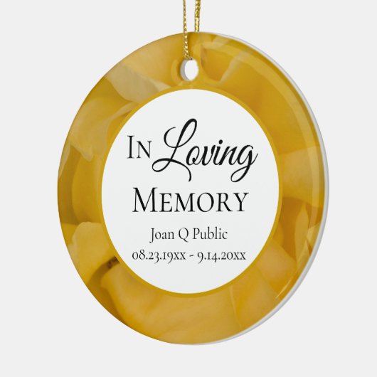 黄色バラ花花びらメモリアル記念 セラミックオーナメント (左)