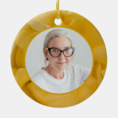 黄色バラ花花びらメモリアル記念 セラミックオーナメント (裏面)