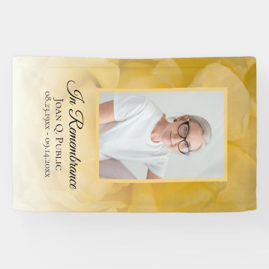 黄色バラ花花びら葬祭記念 横断幕 (横)