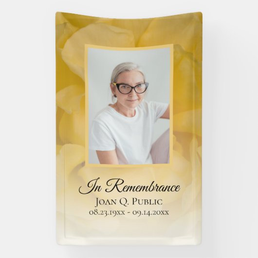 黄色バラ花花びら葬祭記念 横断幕 (縦)