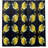 黄色バラ花開花抽象芸術模様 シャワーカーテン (正面)