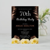 黄色バラ離れ熱帯金ゴールド70 箔招待状 (立ち正面)