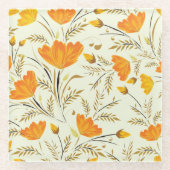 黄色バラ ガラスコースター (正面)