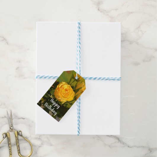 黄色バラ ギフトタグ (より糸付き)