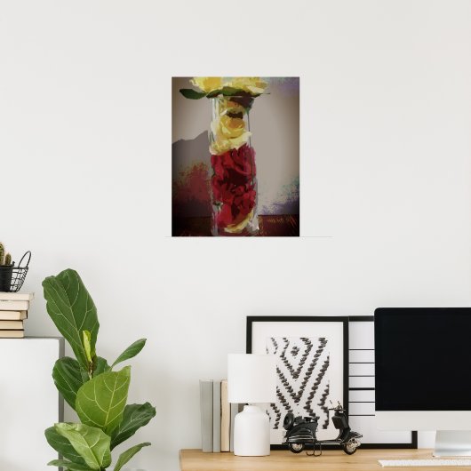 黄色バラ ポスター (ホームオフィス)