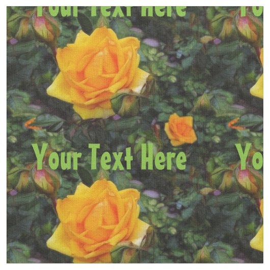 黄色バラ-個人化して下さい ファブリック (クローズアップ)