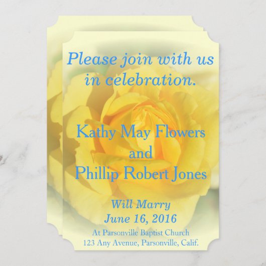 黄色バラ 招待状 (正面/裏面)