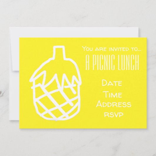 黄色パイナップルフルーツサマーピクニックランチパーティー 招待状 (正面)