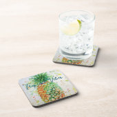 黄色パイナップルフルーツビーチイ熱帯性風疹 コースター (右側)