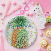黄色パイナップルフルーツビーチイ熱帯性風疹 ペーパープレート (パーティー)