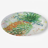 黄色パイナップルフルーツビーチイ熱帯性風疹 ペーパープレート (アングル)
