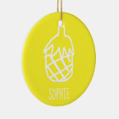 黄色パイナップルモダンシンプルのアウトラインデザイン セラミックオーナメント (右)
