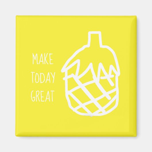 黄色パイナップルモダンシンプルのアウトラインデザイン マグネット (正面)