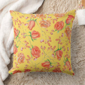 黄色パタカラフルーンバラファミリートレンディーフローラ クッション (ブランケット)