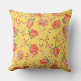 黄色パタカラフルーンバラファミリートレンディーフローラ クッション