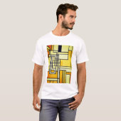 黄色パターン付き正方形の線デザイン- Tシャツ (正面フル)