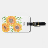 黄色パーソナライズされたのひまわり  ラゲッジタグ (正面横)