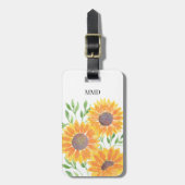黄色パーソナライズされたのひまわり  ラゲッジタグ (正面縦)