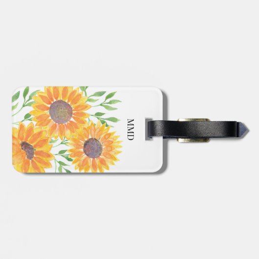 黄色パーソナライズされたのひまわり  ラゲッジタグ (裏面横)