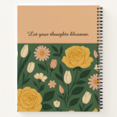 黄色パーソナライズされたのエレガントバラのフローラ手帳 ノートブック (裏面)