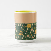 黄色パーソナライズされたのフローラエレガントハンドルコーヒー マグカップ (中央)