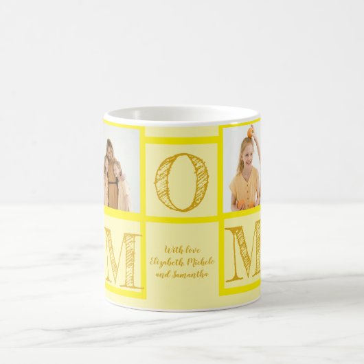 黄色パーソナライズされたのマグカップ – カスタム文字 コーヒーマグカップ (中央)