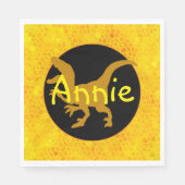 黄色パーソナライズされたの恐竜の隠れ家 スタンダードランチョンナプキン (正面)