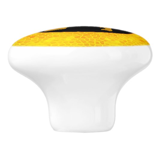 黄色パーソナライズされたの恐竜の隠れ家 セラミックノブ (側面)