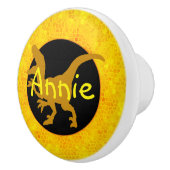 黄色パーソナライズされたの恐竜の隠れ家 セラミックノブ (右)